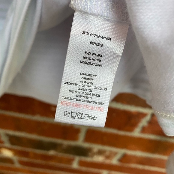 Rae Dunn Womens Small Good Vibes White Mint Striped Boxy Pullover Hoodie Sweater - Picture 5 of 8